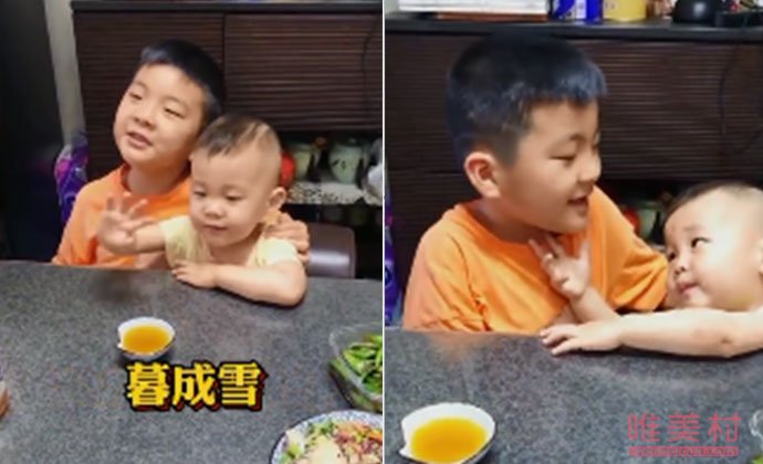 7岁哥哥和2岁弟弟吟诵古诗